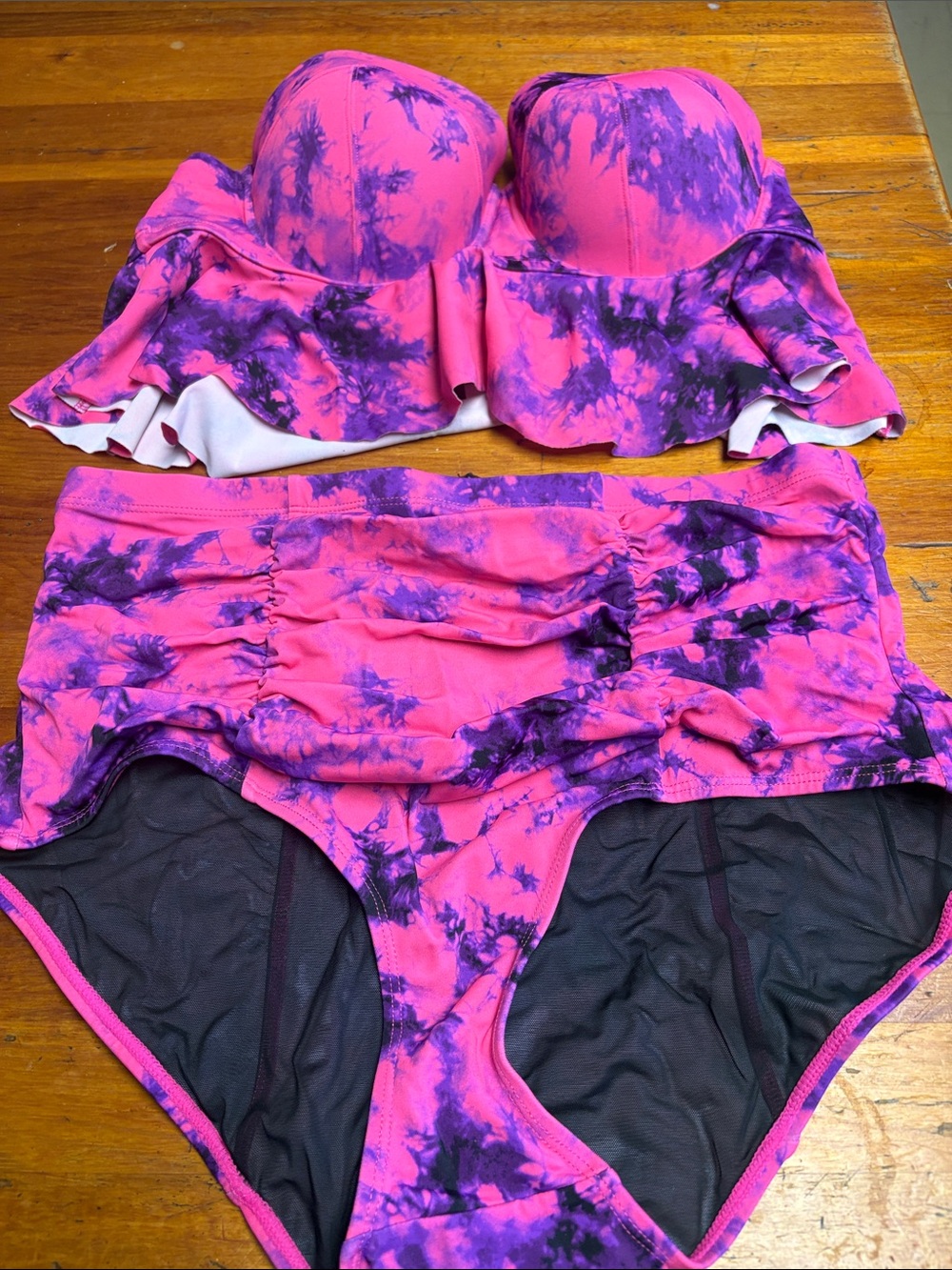 torrid Pink & Purple Tie-Dye Bandeau Swim Set